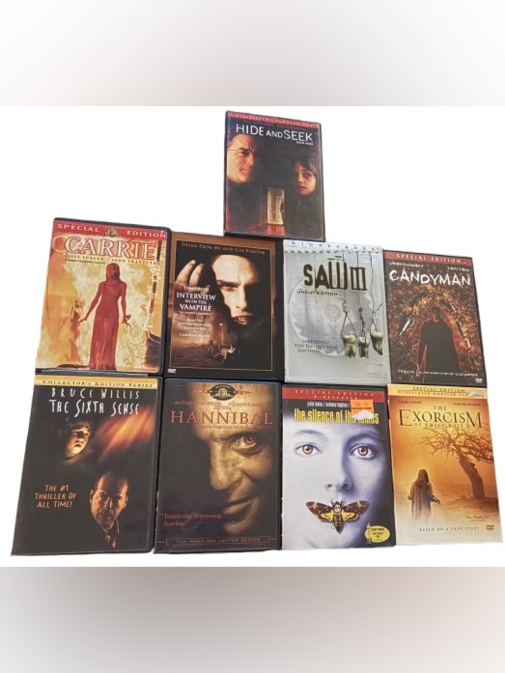 Horror Thriller DVD Movie Lot Carrie Saw III Silence of the Lambs 9 Pack